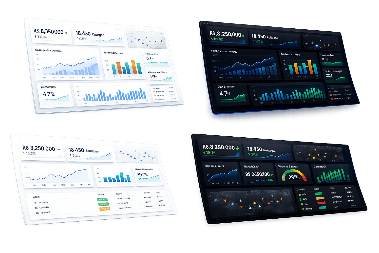 Visão de dashboards de Business Intelligence